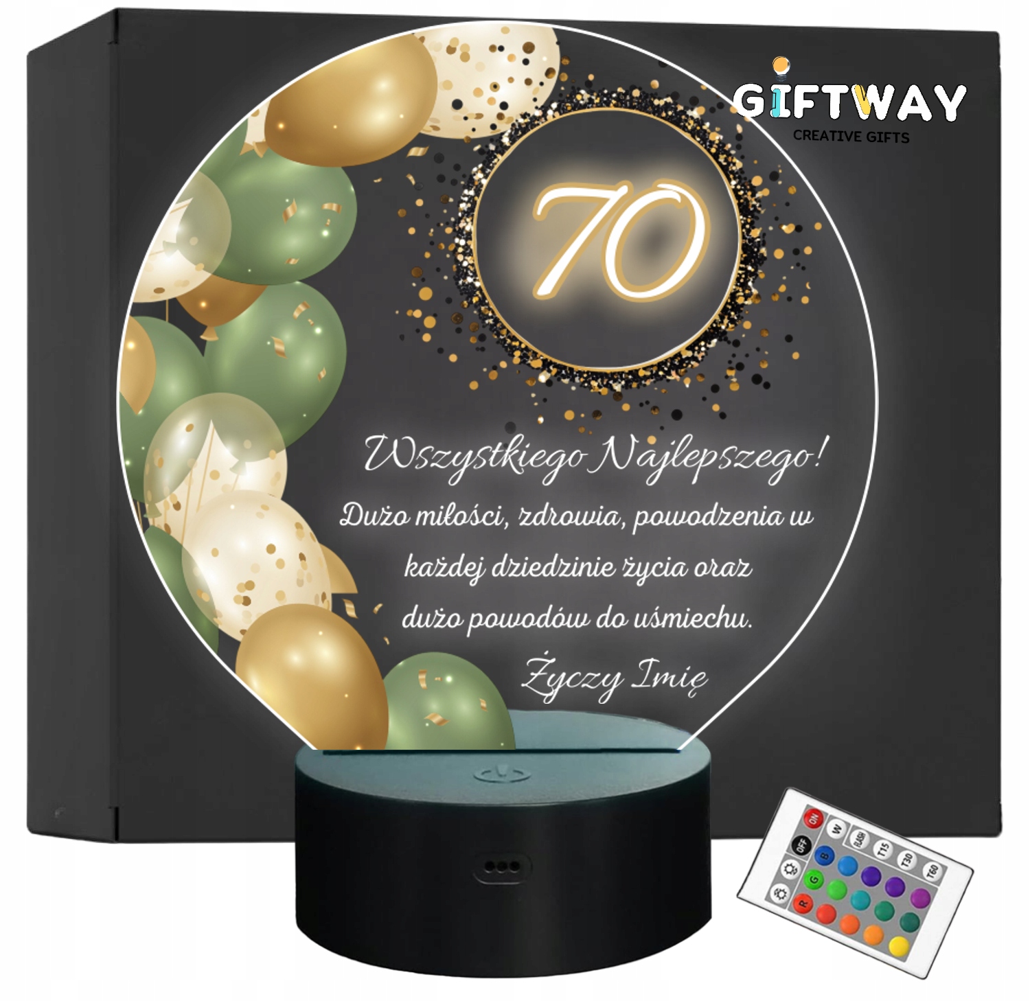 Lampka Nocna LED Statuetka 70 Urodziny Siedemdziesiątka na Prezent Grawer Lampka Nocna LED Statuetka 70 Urodziny Siedemdziesiątka na Prezent Grawer