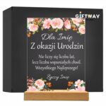 Akrylowa Statuetka z Okazji Urodzin Życzenia Kwiaty na Wyjątkowy Prezent
