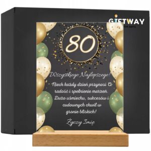 Akrylowa Statuetka z Okazji 80 Urodzin Osiemdziesiątka Życzenia na Prezent