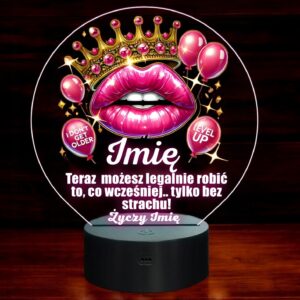 Lampka Nocna LED Statuetka dla niej Pamiątka 18 Urodziny na Prezent Grawer
