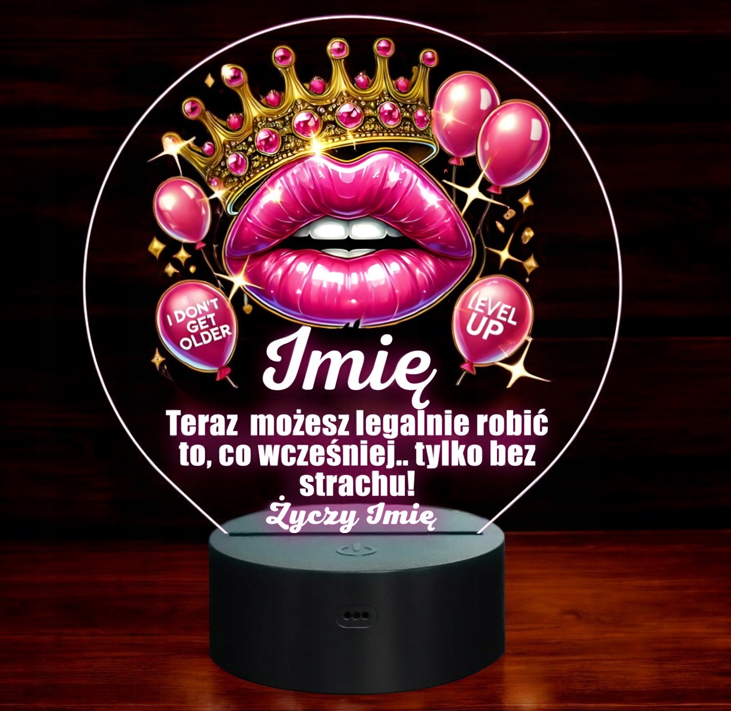 Lampka Nocna LED Statuetka dla niej Pamiątka 18 Urodziny na Prezent Grawer Lampka Nocna LED Statuetka dla niej Pamiątka 18 Urodziny na Prezent Grawer