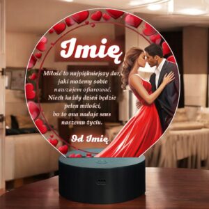 Lampka Nocna LED Statuetka na Walentynki dla Par Miłość na Prezent Grawer