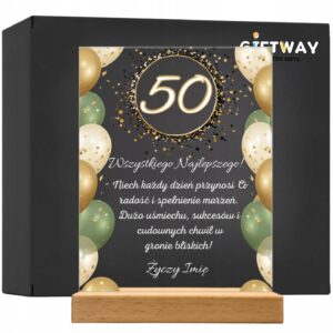 Akrylowa Statuetka z Okazji 50 Urodzin Pięćdziesiątka z Życzeniami Prezent