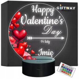 Lampka Nocna LED Statuetka na Walentynki Miłość Związek na Prezent Grawer