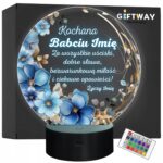 Lampka Nocna LED Statuetka Dzień Babci Kwiaty na Prezent Personalizowana
