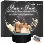 Lampka Nocna LED Statuetka z Okazji Ślubu Para Młoda na Prezent Grawer v.1