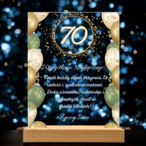 Akrylowa Statuetka z Okazji 70 Urodzin Siedemdziesiątka Życzenia na Prezent