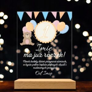 Akrylowa Statuetka z Okazji Pierwszych Urodzin Roczek Życzenia na Prezent