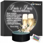 Lampka Nocna LED Statuetka z Okazji Ślubu Para Młoda na Prezent Grawer v.3