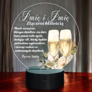 Lampka Nocna LED Statuetka z Okazji Ślubu Para Młoda na Prezent Grawer v.3