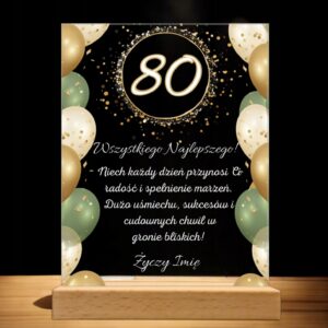 Akrylowa Statuetka z Okazji 80 Urodzin Osiemdziesiątka Życzenia na Prezent