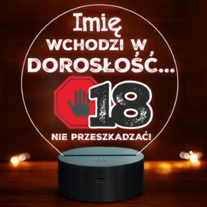 Lampka Nocna LED Statuetka 18 Osiemnastka Urodziny Zabawna Prezent Grawer