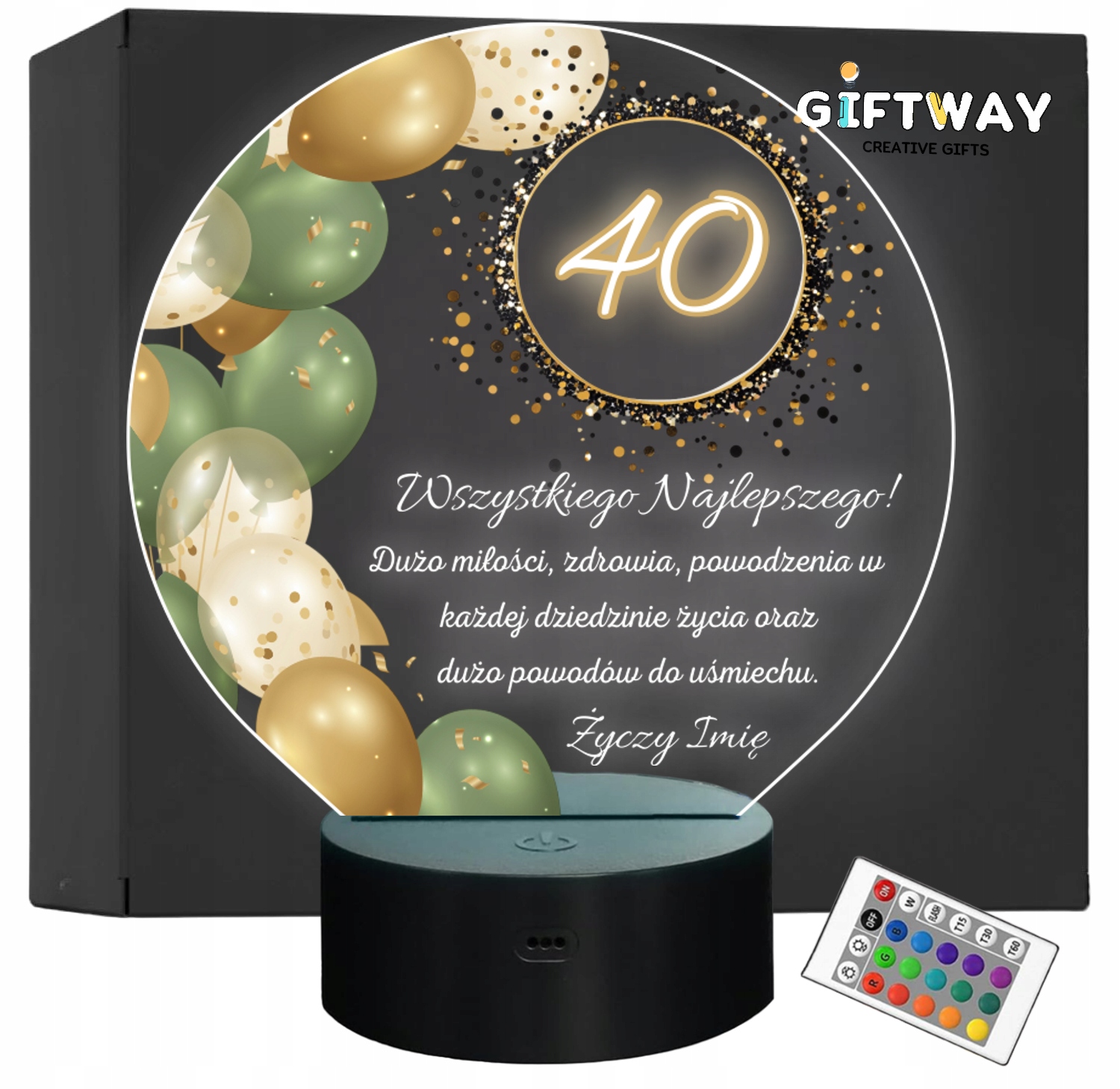 Lampka Nocna LED Statuetka 40 Urodziny Czterdziestka na Prezent Grawer Lampka Nocna LED Statuetka 40 Urodziny Czterdziestka na Prezent Grawer