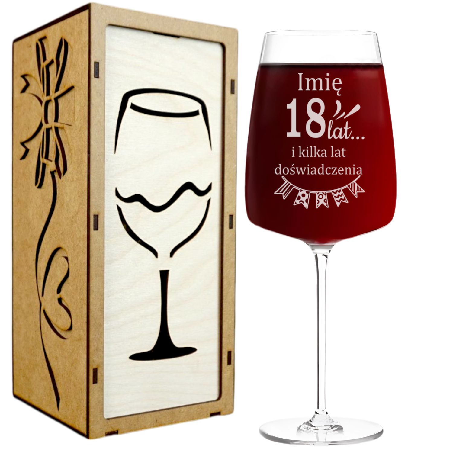 Kieliszek do Wina z Grawerem 18 Lat na Prezent 600ml Kieliszek do Wina z Grawerem 18 Lat na Prezent 600ml