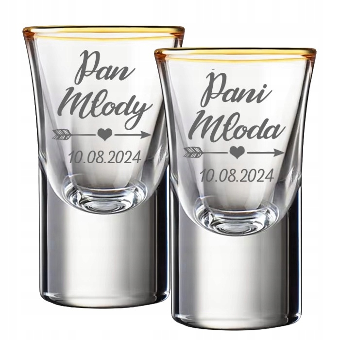 Oszukane Kieliszki do Wódki Pozłacane 15ml GRUBE DNO Wesele Ślub Grawer Oszukane Kieliszki do Wódki Pozłacane 15ml GRUBE DNO Wesele Ślub Grawer