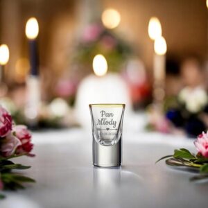 Oszukane Kieliszki do Wódki Pozłacane 15ml GRUBE DNO Wesele Ślub Grawer