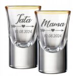 Oszukane Kieliszki do Wódki 15ml Pozłacane Dla Rodziców Mama Tata GRAWER
