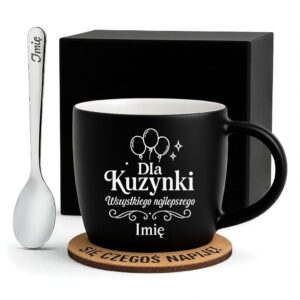 1 kubek personalizowany dla kuzynki z balonami i ozdobami 1 kzgc0059