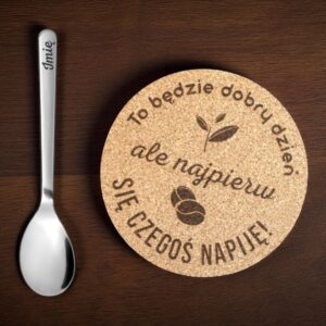 2 łyżeczka i podkładka grawer