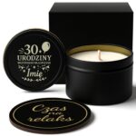 1 swieca personalizowana sojowa na 30 urodziny z balonami i ozdobami 1 spdc0134