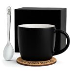 Kubek Personalizowany z Imieniem Czarny + Łyżeczka i Podkładka