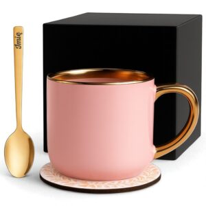 Kubek Personalizowany z Imieniem Róż + Łyżeczka i Podstawka