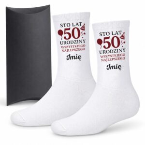 1 skarpetki personalizowane z imieniem na 50 urodziny bordowy 1 skarpb0217