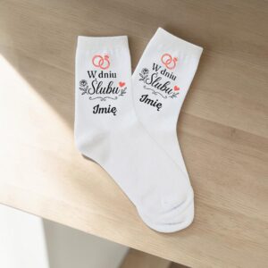 3 skarpetki z imieniem na prezent na slub, wesele prosty 5 skarpb0247