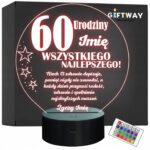 Lampka Nocna LED Prezent na 60 Urodziny Pamiątka Sześćdziesiątka Grawer