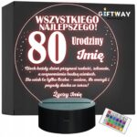 Lampka Nocna LED Prezent na 80 Urodziny Pamiątka Osiemdziesiątka Grawer