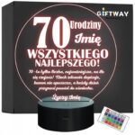 Lampka Nocna LED Prezent na 70 Urodziny Pamiątka Siedemdziesiątka Grawer