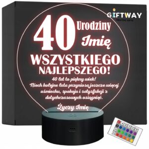 Lampka Nocna LED Prezent na 40 Urodziny Pamiątka Czterdziestka Grawer