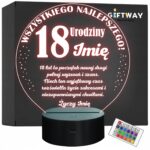 Lampka Nocna LED Prezent na 18 Urodziny Pamiątka Osiemnastka Grawer