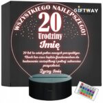 Lampka Nocna LED Prezent na 20 Urodziny Pamiątka Dwudziestka Grawer