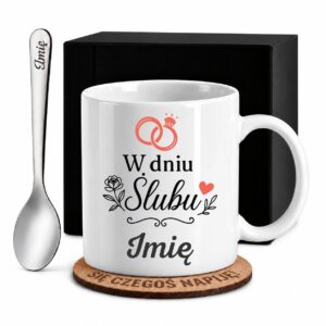 1 kubek biay z imieniem na slub, wesele prosty 5 kzsb0247