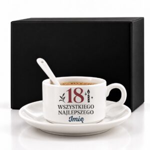 1 filizanka personalizowana biaa z imieniem na 18 urodziny grafit + bordo 1 filb0162