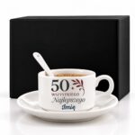 1 filizanka personalizowana biaa z imieniem na 50 urodziny grafit + bordo 1 filb0170
