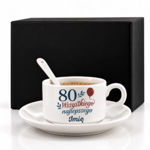 1 filizanka personalizowana biaa z imieniem na 80 urodziny granat + winna czerwien 1 filb0176