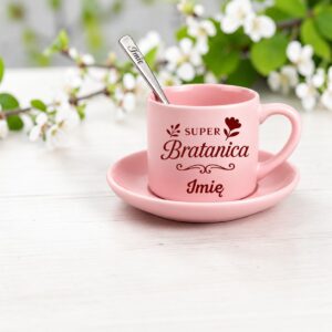 3 filizanka rozowa z yzeczka i talerzykiem personalizowana dla bratanicy profesjonalny 1 filr0009
