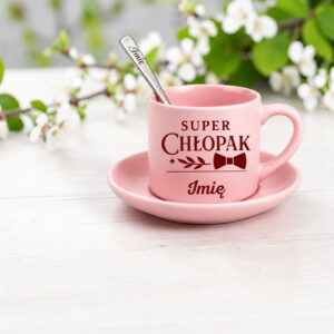 3 filizanka rozowa z yzeczka i talerzykiem personalizowana dla chopaka profesjonalny 2 filr0015