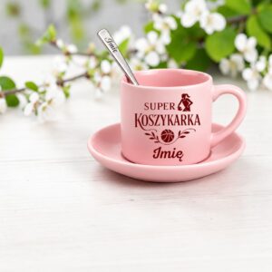 3 filizanka rozowa z yzeczka i talerzykiem personalizowana dla koszykarki rozbudowany 1 filr0050