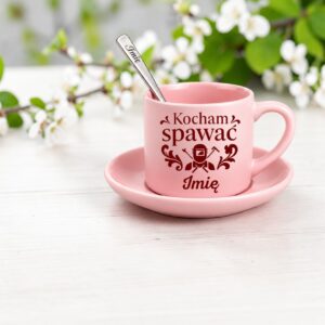 3 filizanka rozowa z yzeczka i talerzykiem personalizowana dla spawacza rozbudowany 1 filr0102
